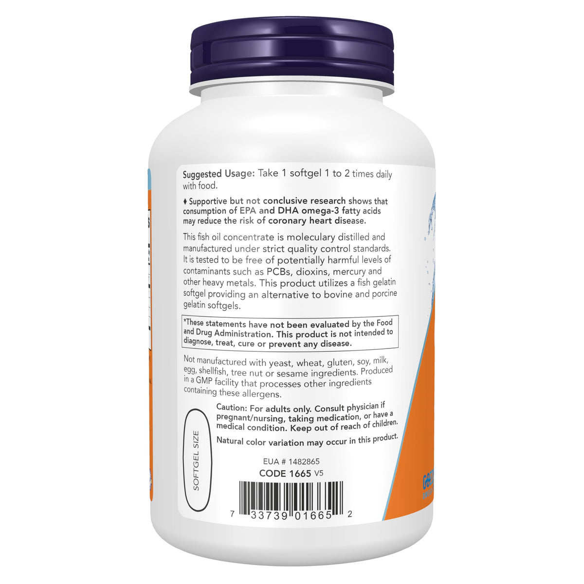 NOW Foods Ultra Omega-3 1000 mg gélules en gélatine de poisson côté