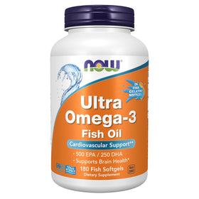 NOW Foods Ultra Omega-3 1000 mg gélules en gélatine de poisson vue avant