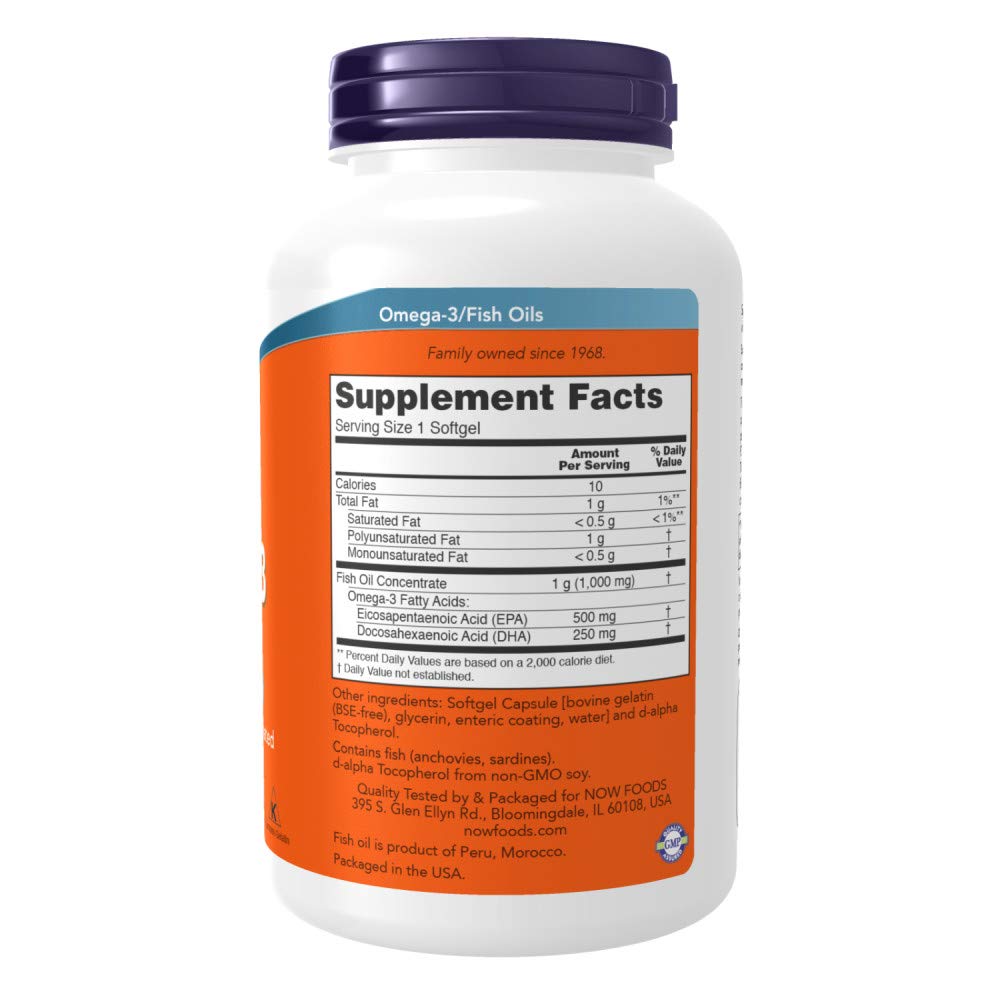 NOW Foods Ultra Omega-3 180 gélules souples présentées sur un fond neutre