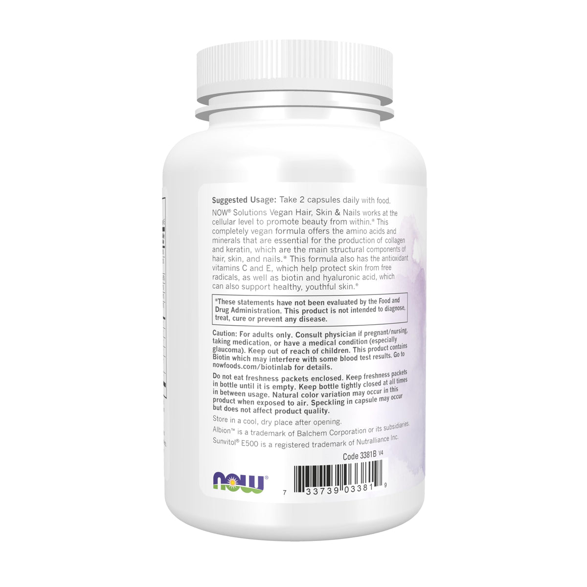 NOW Foods Vegan Cheveux, Peau & Ongles 90 gélules avec étiquette