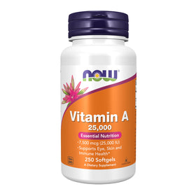 NOW Foods Vitamine A 25000 UI 250 gélules - vue avant