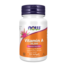 NOW Foods Vitamine A 25000 UI, pack de 2 bouteilles de 100 gélules