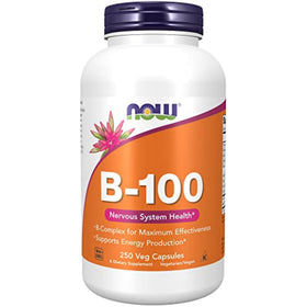 NOW Foods Vitamine B-100 250 gélules végétales vue de face