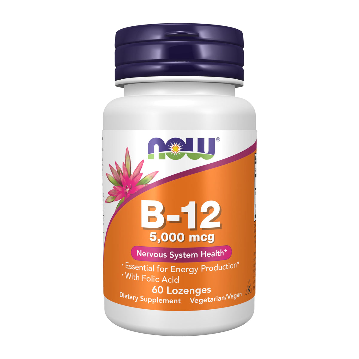 NOW Foods Vitamine B-12 5 000 mcg boîte de 60 pastilles