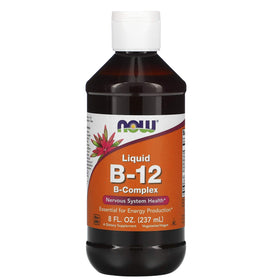 NOW Foods Vitamine B-12 Liquide 8oz, étiquette avec ingrédients