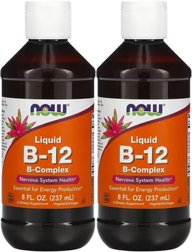 NOW Foods Vitamine B-12 Liquide 8oz pack de 2, vue de face