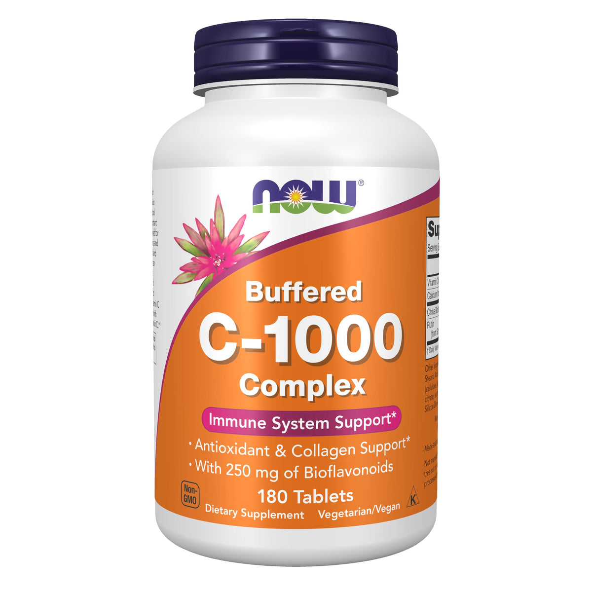 NOW Foods Vitamine C-1000 180 tablettes vue de face