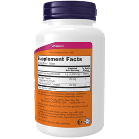 NOW Foods Vitamine C-1000 dos d'emballage avec ingrédients et informations