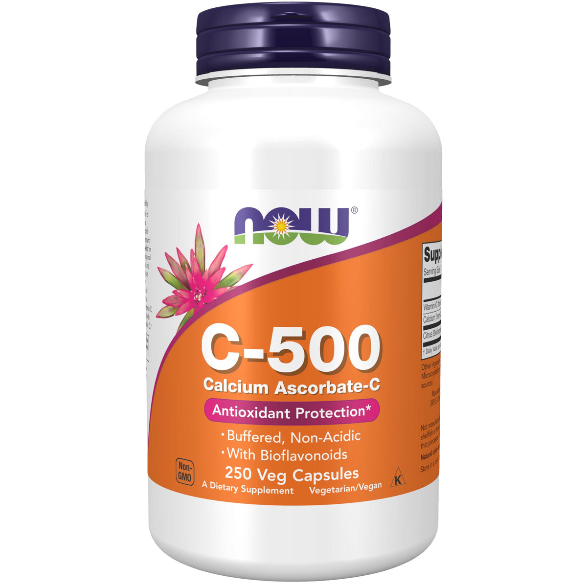 NOW Foods Vitamine C-500 250 capsules végétales vue de face