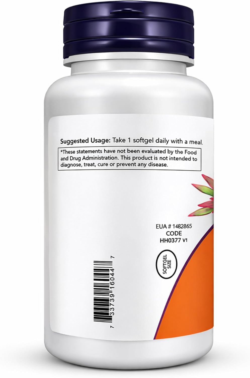 NOW Foods Vitamine D-3 2000 UI, gélule souple en gros plan