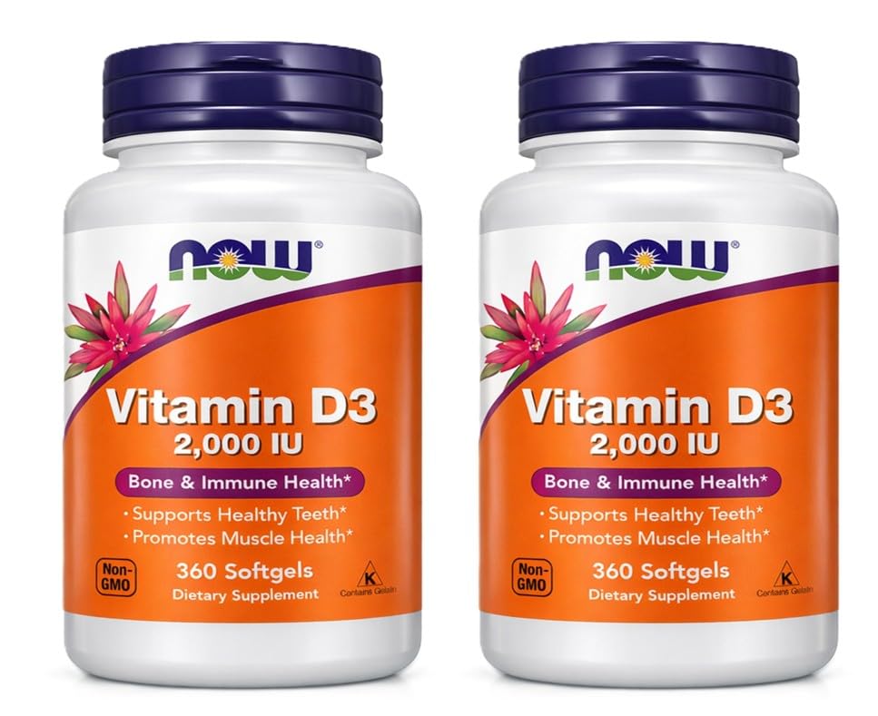 NOW Foods Vitamine D-3 2000 UI gélules molles, emballage avant
