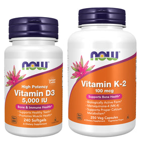NOW Foods Vitamine D-3 et K-2 Menaquinone-4 gélules liquides
