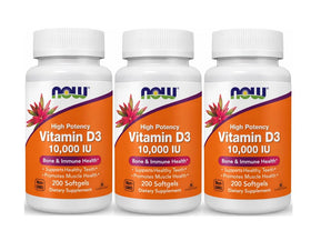NOW Foods Vitamine D3 10 000 UI 200 gélules - vue avant