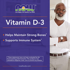 NOW Foods Vitamine D3 5000 UI gélules molles sur une table