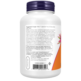 NOW Foods Vitamine D3 & K2 capsules végétales sur table