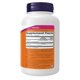 NOW Foods Vitamine D3 & K2 flacon avec étiquette