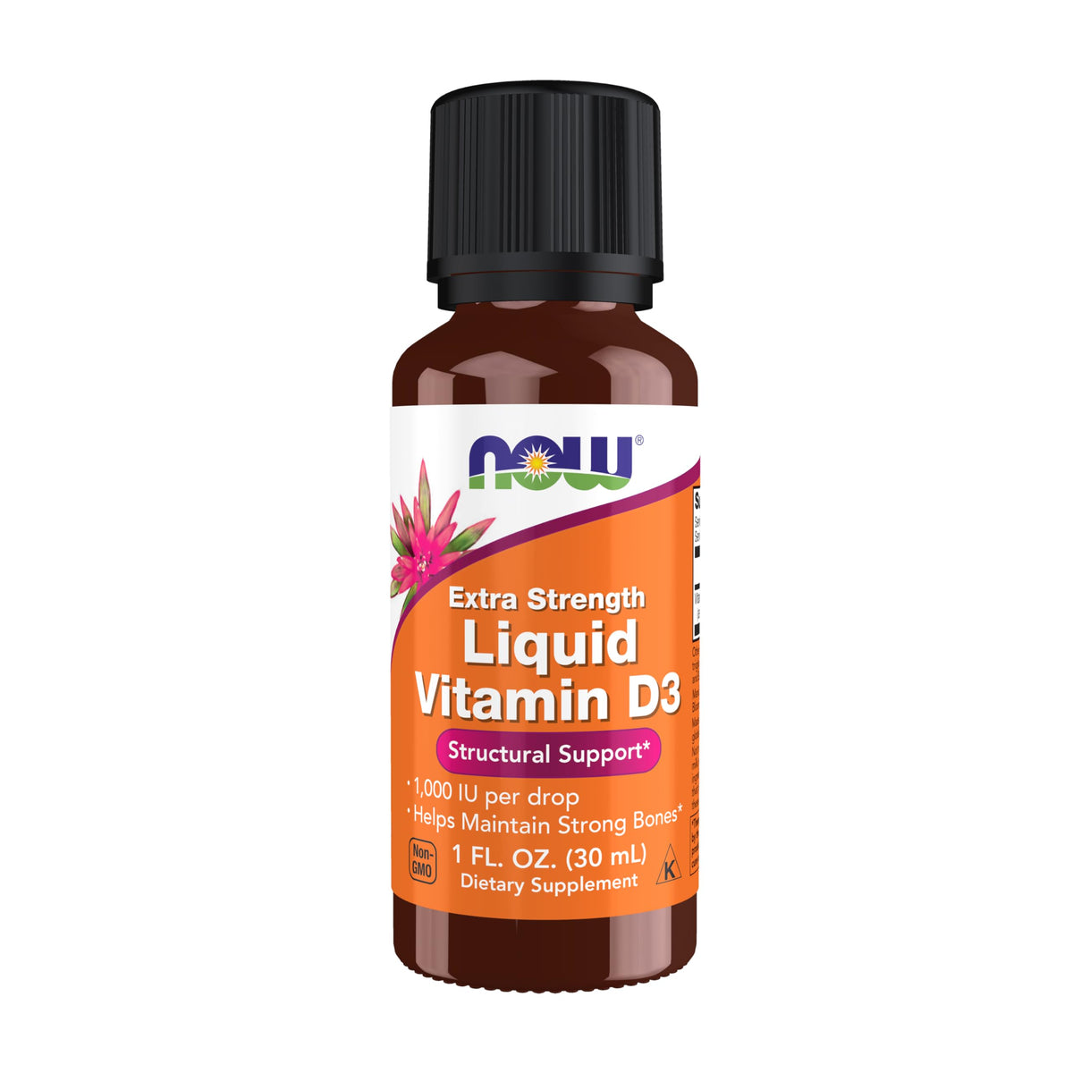 NOW Foods Vitamine D3 Liquide Extra Fort 30 ml vue avant