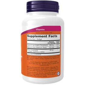 NOW Foods Vitamine E 400 IU gélules, vue de côté