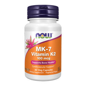 NOW Foods Vitamine K-2 MK-7 capsules végétales 100 mcg devant l'emballage