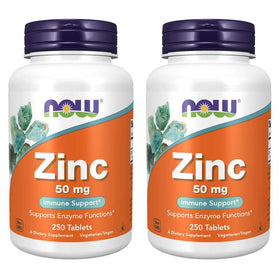 NOW Foods Zinc 50 mg 250 comprimés pack de 2 vue de face