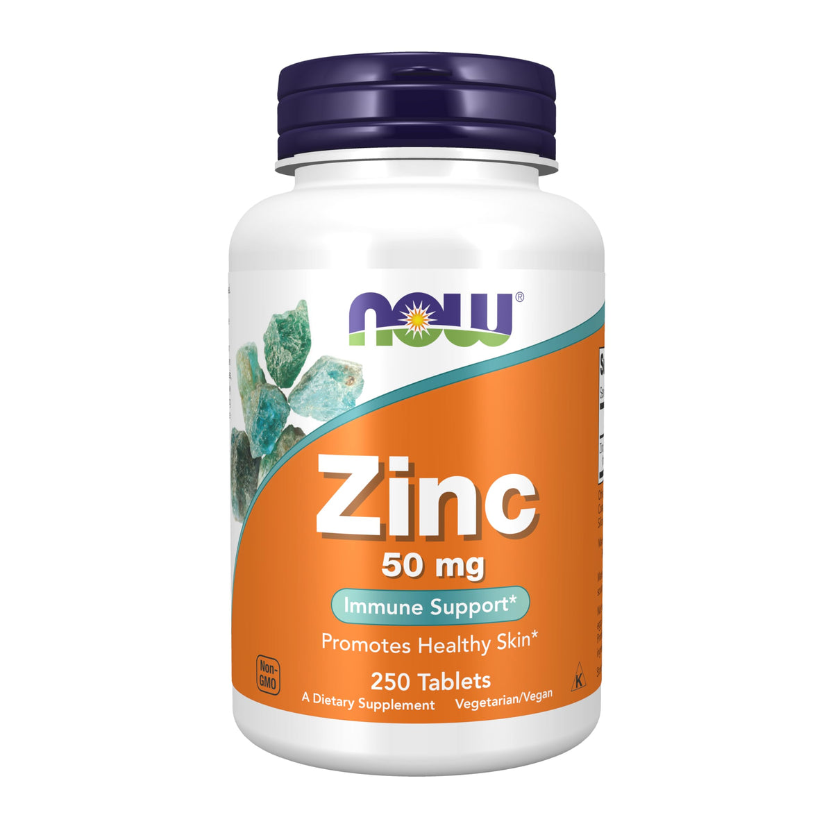 NOW Foods Zinc Gluconate 50 mg 250 comprimés vue de face