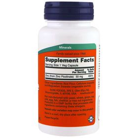 NOW Foods Zinc Picolinate packaging details