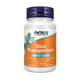 NOW Foods Zinc Transporter 90 comprimés végétaliens vue avant