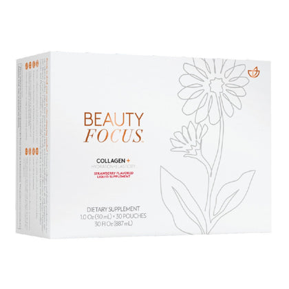 Nu Skin Beauty Focus Collagen+ 30 poches goût fraise vue de face