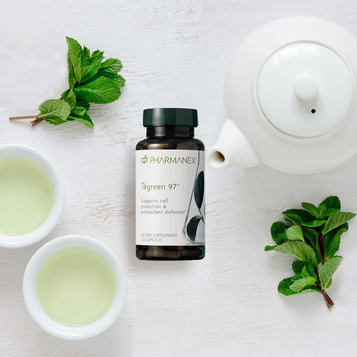 Nu Skin Pharmanex Tēgreen 97 sur fond blanc