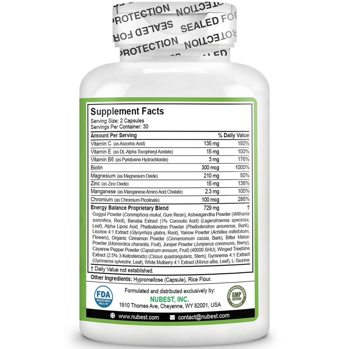 NuBest Complément Alimentaire Chromium 60 Capsules en gros plan