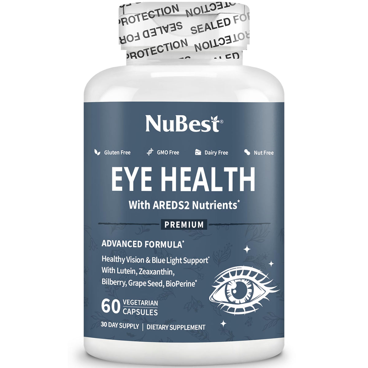 NuBest Complément Alimentaire Œil AREDS 2 avec une cuillère doseuse
