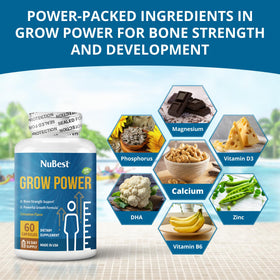 NuBest Grow Power capsules sur fond blanc