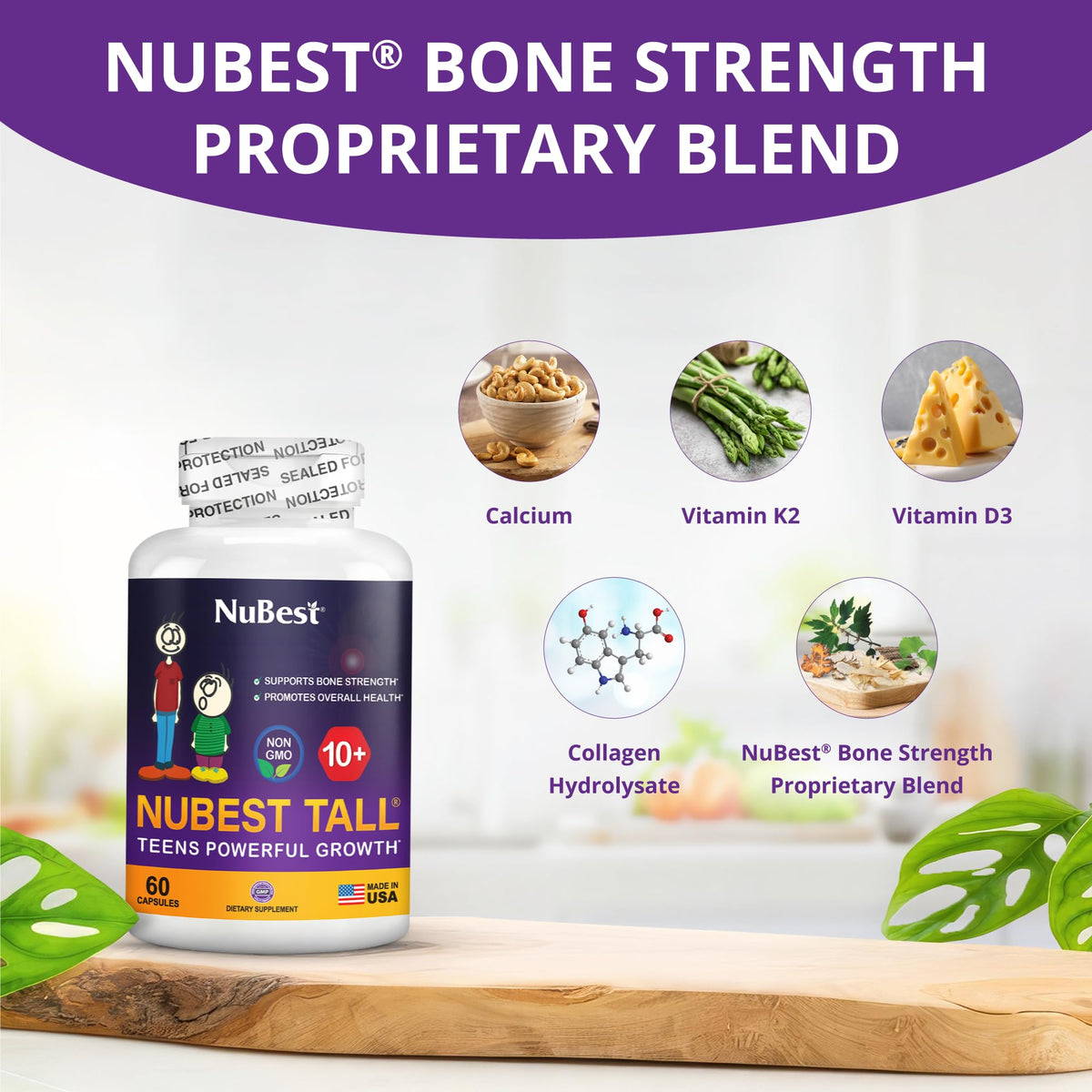 NuBest Tall 10+ capsules sur une table