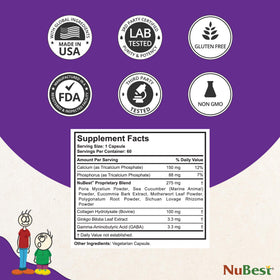 NuBest Tall Complément Alimentaire Multimineral 60 Capsules avec étiquettes des ingrédients