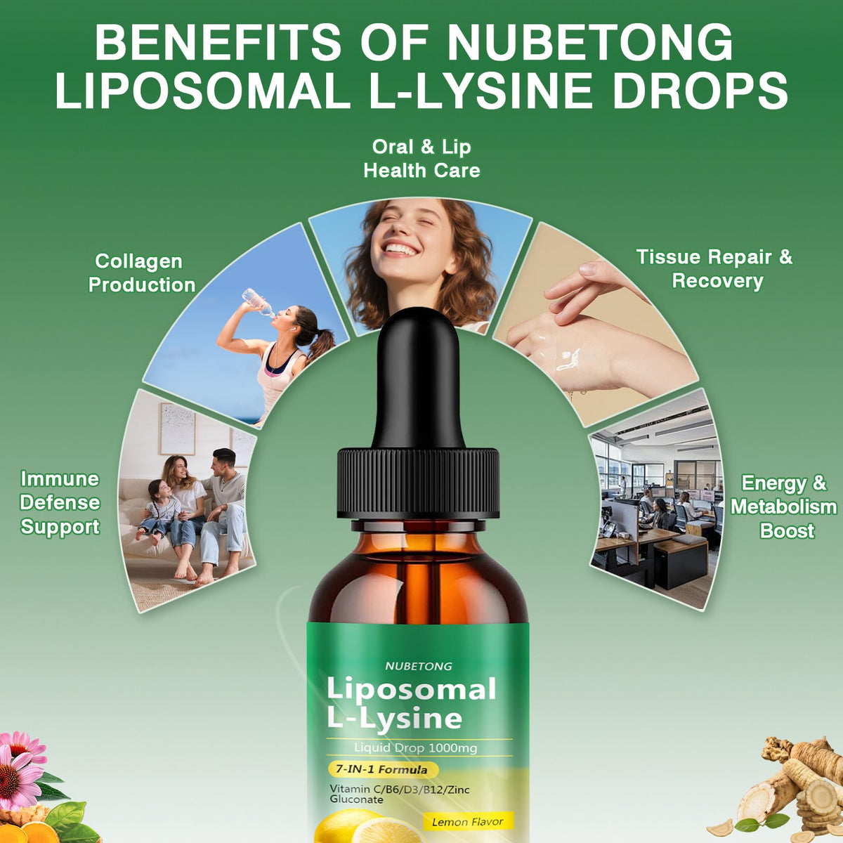 Nubetong L-Lysine Liquide 1000mg gouttes mélangées avec un smoothie