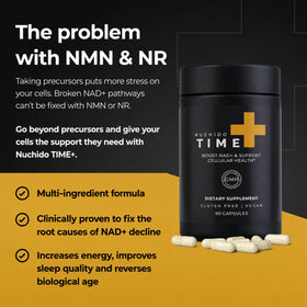 Nuchido Time+ complément NAD+ 30 capsules arrière du packaging
