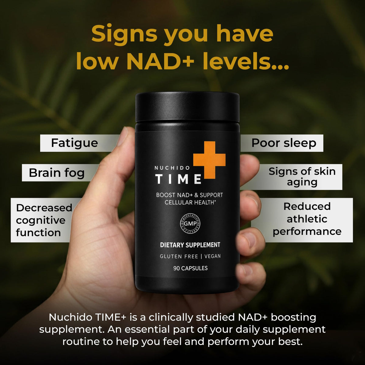 Nuchido Time+ complément NAD+ capsules ouvertes sur une table