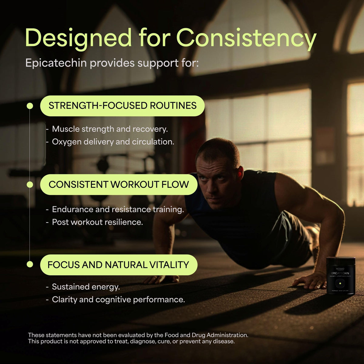 NÜCLEO FUNDAMENTALS Épicatéchine 250mg capsules sur une table