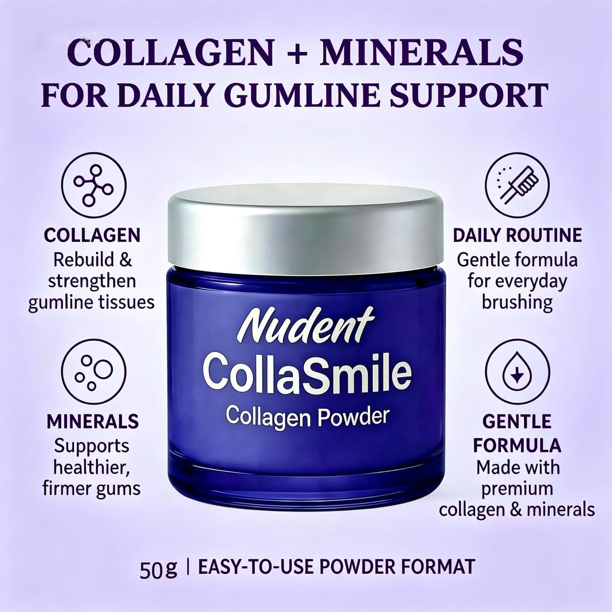 Nudent CollaSmile Poudre de Collagène 50g pot ouvert