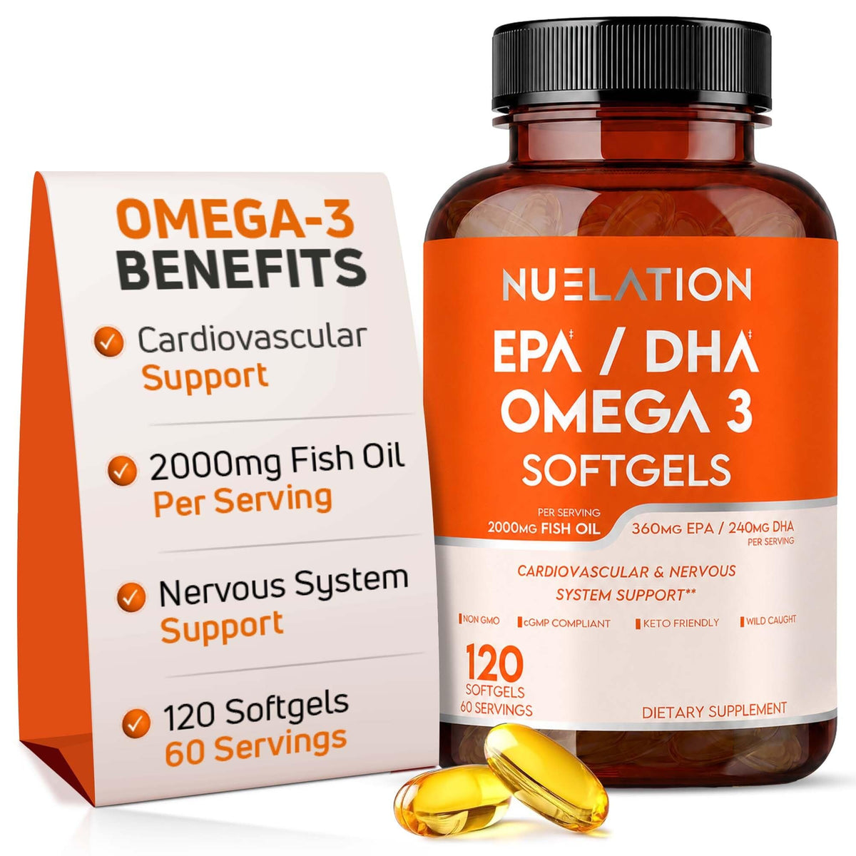 NUELATION Huile de Poisson Omega 3 2000mg gélules avant