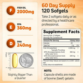 NUELATION Huile de Poisson Omega 3 2000mg gélules côté