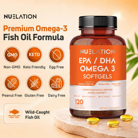 NUELATION Huile de Poisson Omega 3 2000mg gélules sur fond neutre