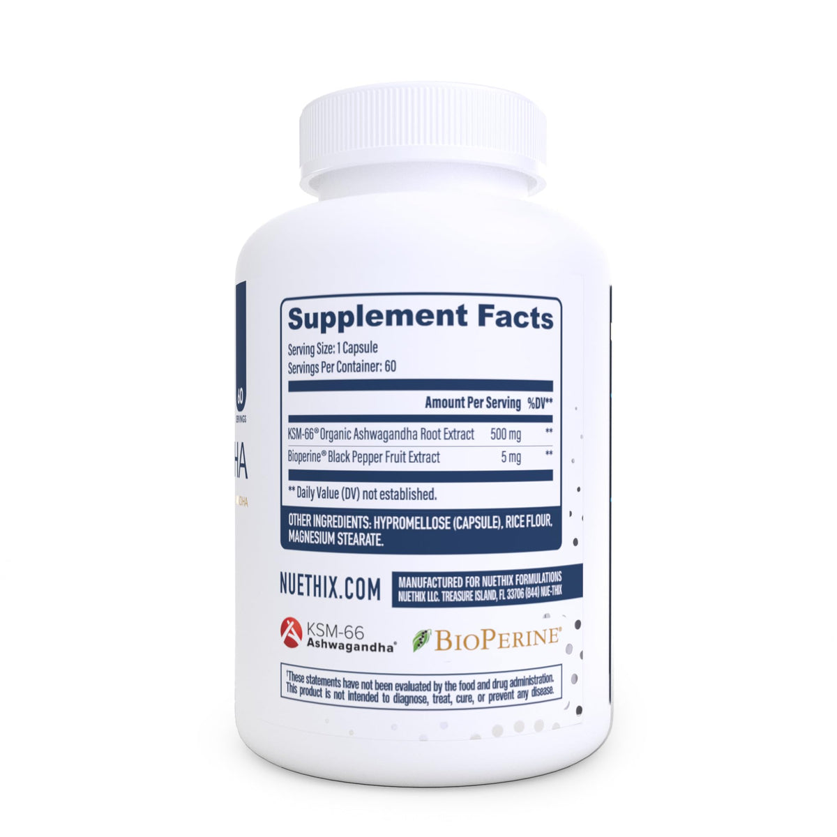 NuEthix Ashwagandha KSM 66 500mg ingrédients