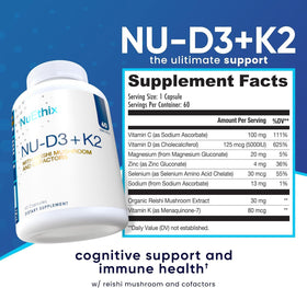 NuEthix Formulations NU-D3 + K2 ingrédients principaux