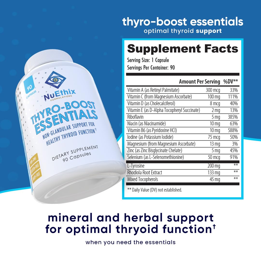 NuEthix Thyro-support Essentials avec un verre d'eau