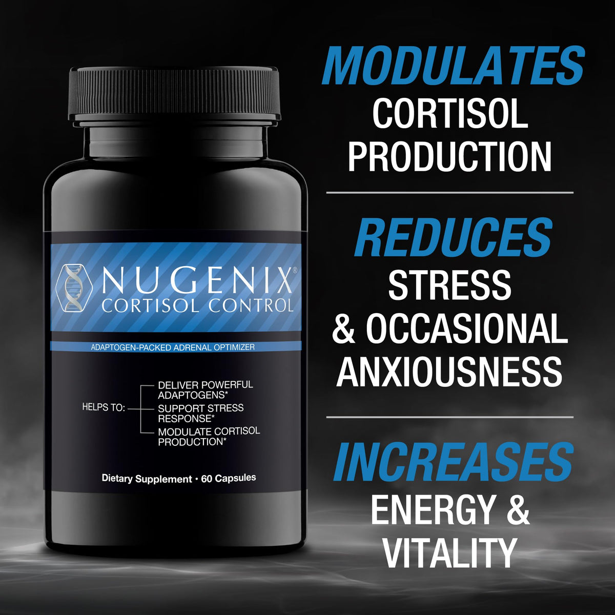 Nugenix Contrôle du Cortisol capsules ouvertes sur une table