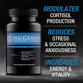Nugenix Contrôle du Cortisol capsules ouvertes sur une table