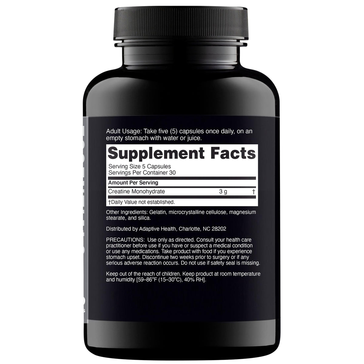 Nugenix créatine monohydrate 3000mg capsules side view