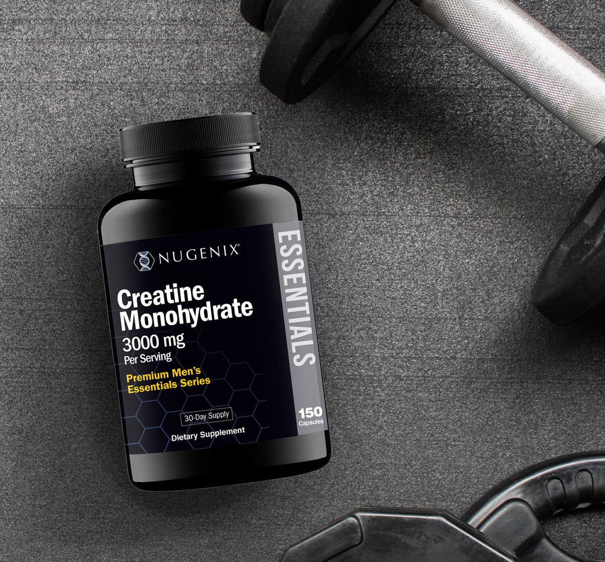 Nugenix créatine monohydrate capsules sur une table
