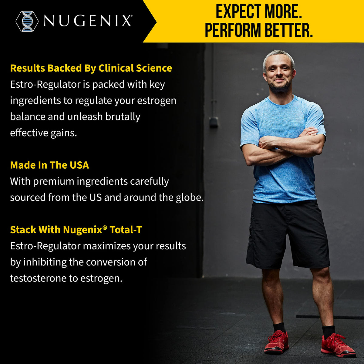Nugenix Estro-Regulator capsules sur une surface plane